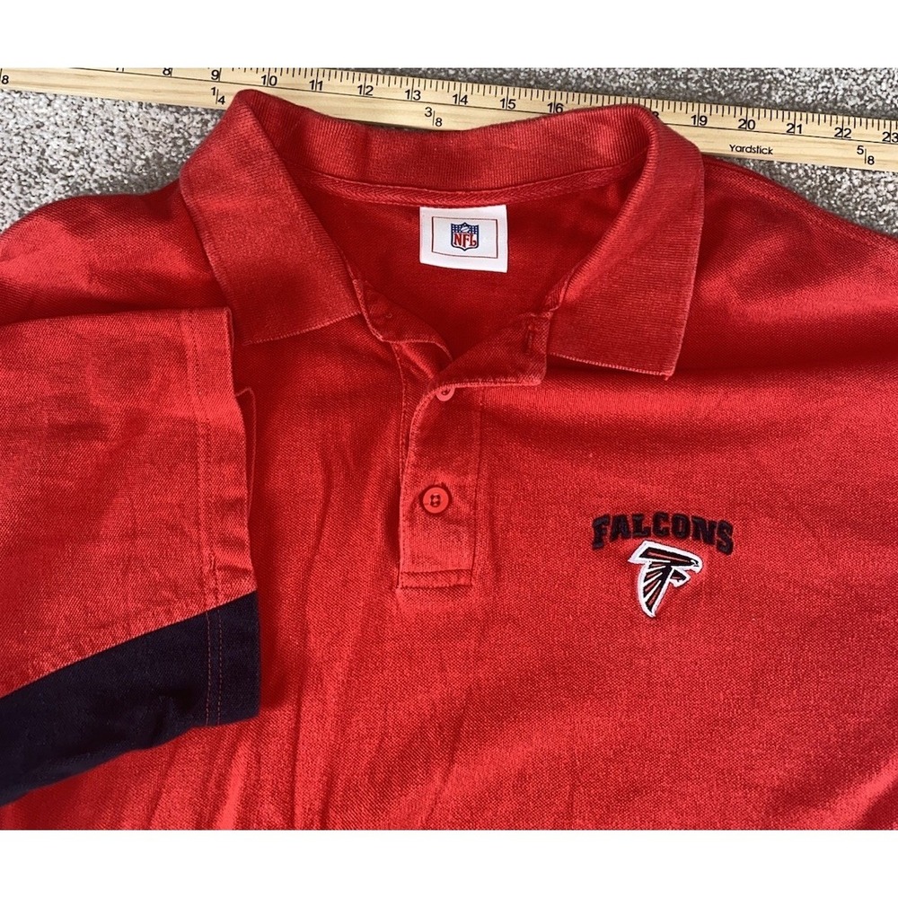 VTG NFL Apparel Atlanta Falcons Colorblock Polo Shirt Mens XL Red/Black/White